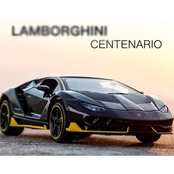 Lamborghini LP770 Gini sportsvogn bilmodel  Støbt bilmodel legetøj  Børnelyd og lys træk tilbage bil Zink legetøj til børn gave (sort)