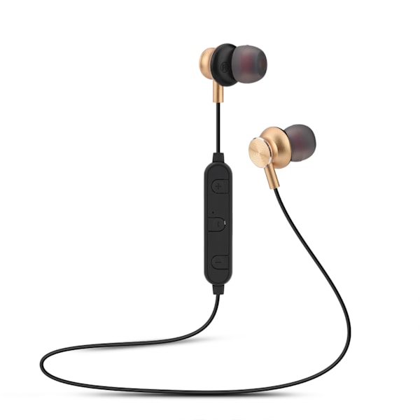 Metall Stereo Trådløs Bluetooth Hodetelefoner Sports In-ear Øretelefoner for Smarttelefoner Gull