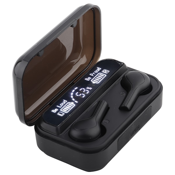 R3 Plast Svart Intelligent Digital Display Trådlös Bluetooth Hörlurar IPX4 Livsklass Vattentät In Ear Sport Hörlurar(Svart )