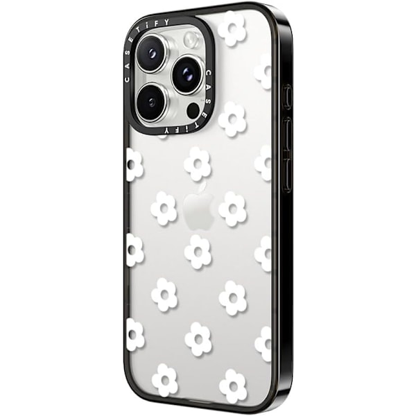 Kompakt iPhone 16pro Cover [1,2 m. 2X Militær Standard Drop Beskyttelse/Slankt/Letvægt] - Små Tusindfryd - Hvid - Klar Sort