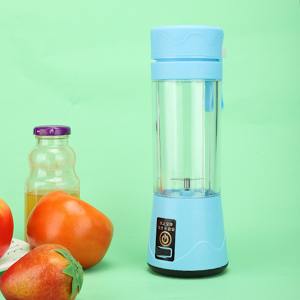 380ml Bärbar Mini USB Hem Elektrisk Fruktmixer Mixer Juicer 6 Blad (Blå)