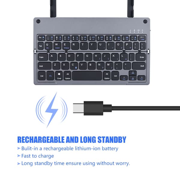 Bærbar sammenklappelig Bluetooth trådløst tastatur Foldbar beslag Touchpad til IOS/Android/Wins