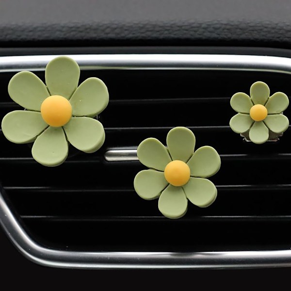 6 stk Daisy Flower Air Vent Clips Blomster Bildeluftsfrisker Clips Charms Air Conditioning Outlet Clip Bil Interiør Tilbehør Grønn