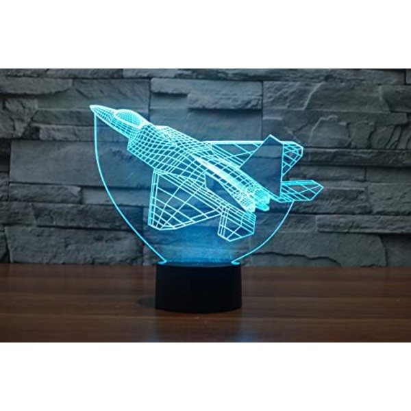 3D Flyvemaskine Fjernbetjening 16 Farve Natlys Illusion Akryl LED Bord Sengelampe Børneværelse Skrivebords Dekoration Fødselsdagsgaver Legetøj til Børn