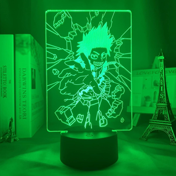 3D LED Illusion Lampe Natlampe Eijiro Kirishima LED Natlampe Anime My Hero Academia Lampe til Børneværelses Dekoration Eijiro Kirishima 3D Lampe Fødselsdag