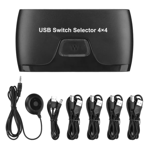 KVM-switch 4 computere, der deler 4 USB-enheder KVM-switche til tastatur, mus, printer til Windows, Linux og Chrome OS