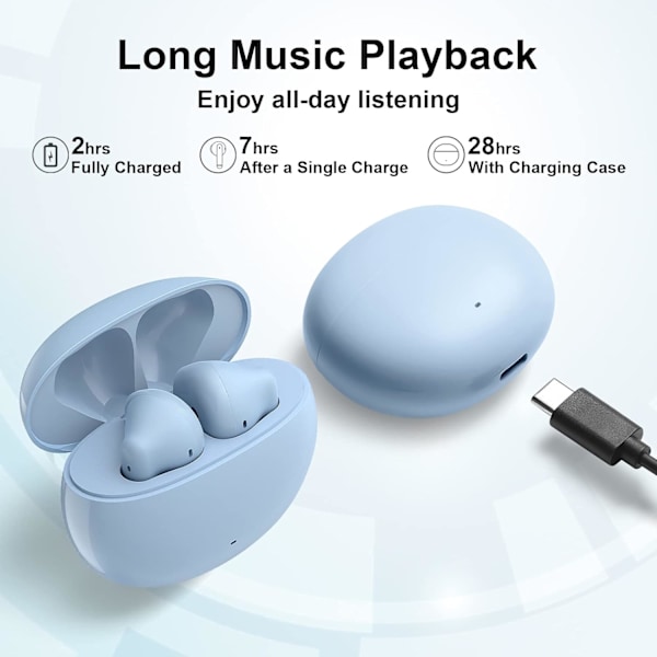 Edifier X2 Bluetooth trådlösa hörlurar med mikrofon, lätta stereo in-ear-hörlurar 28 timmars speltid med laddningsfodral Blue