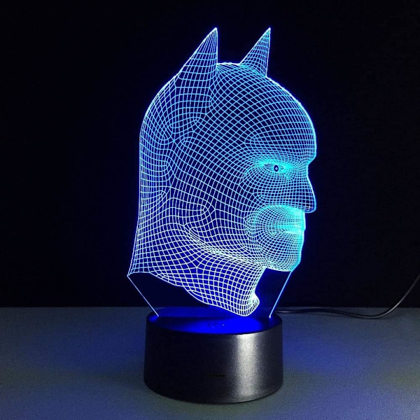 Batman 3D Lampe Værelse Soveværelse Dekorativ Natlys Multi 7 Farveændring USB Kabel Smart Touch Knap LED Skrivebord Bordlampe Børn