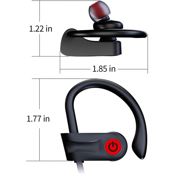 Bluetooth-hovedtelefoner, trådløse øretelefoner med 16 timers spilletid Bluetooth 5.3 trådløse hovedtelefoner HD Deep Bass Stereo Sound Isolation IPX7 Vandtæt Black