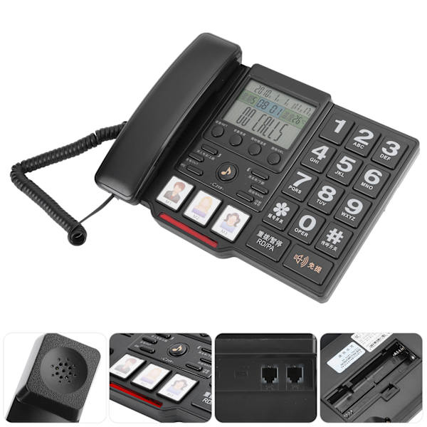 C219 Hemtelefon Caller ID Nummer Lagringsvolym Justerbar för Kontor