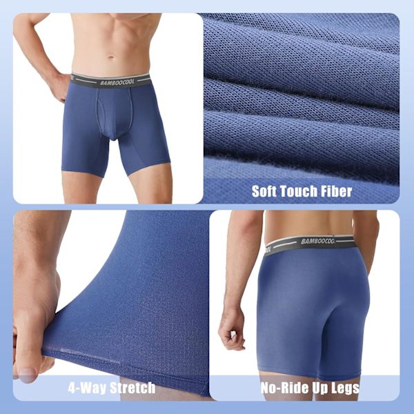 Miesten alushousut bokserit pehmeät hengittävät alushousut (4 tai 7 pakkausta) black Blue Gray Blue2 XXL