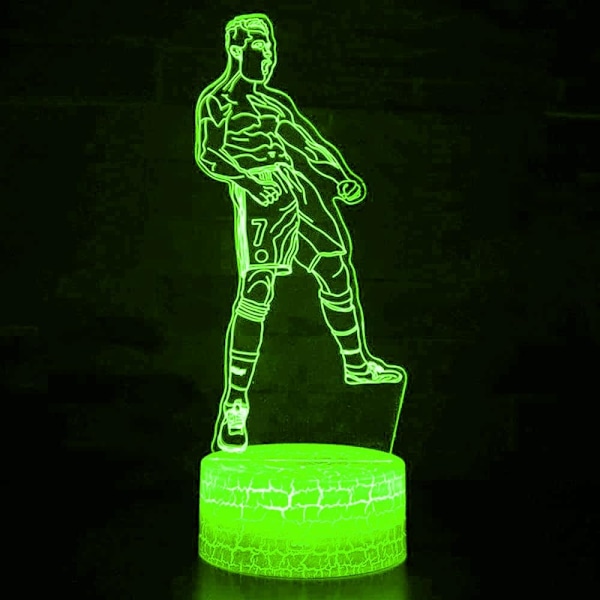 3D Fotboll LED Nattlampa Illusion Nattlampa 16 Färgväxlande Bordsskiva Dekoration Present Akryl Platt ABS Bas USB Kabel Leksak