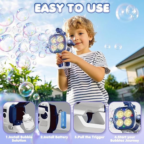 Automatisk Påfyllnings Bubble Machine Gun - Uppladdningsbar Bazooka Bubble Gun för Barn med Färgglada Ljus, Elektrisk Rocket Bubble Blaster orange