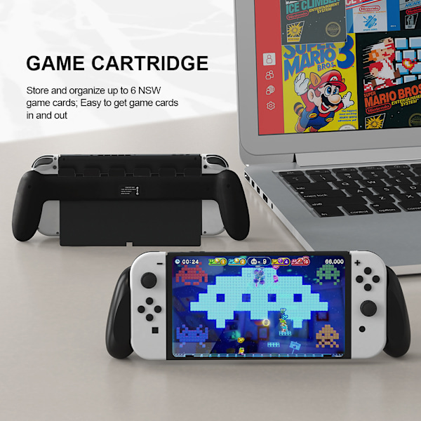 Spillkonsollgrep for Switch OLED Host Grip Gaming Grip Case Grip Håndgrep Controller Håndtak Grip Case For (Svart)