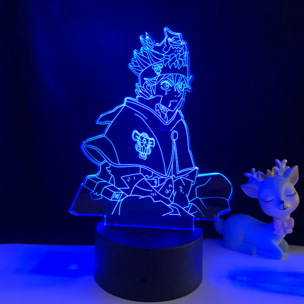 Qinwei 3D Illusion Lamp Anime Clover LED Nattljus Fjärrkontroll Skrivbordslampa Barn Heminredningslampor --- Svart säte