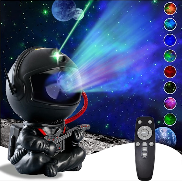 Astronaut Star Projector, Galaxy Projector Light, Kids Night Light with Guitar, Nebula Star Ceiling Night Light,Gifts for Birthdays,with Remote，Black