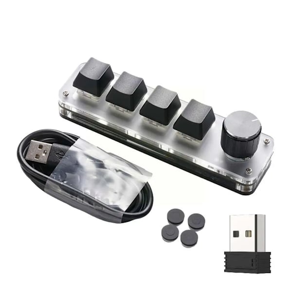 Trådløst Bluetooth-programmering makro mekanisk tastatur 2.4G USB RGB 4 taster knott hot swap mini tastatur for spillkontor