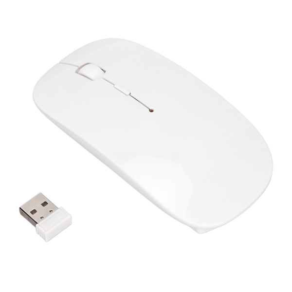 Trådlös mus 2.4G Dual Mode 1200DPI Känslig Slim Vit Bärbar Mus med USB-mottagare för datorarbete Spel