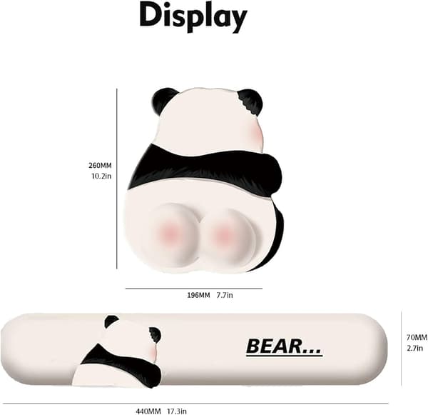 Ergonomisk musematte med håndleddsstøtte, Søt Panda musematte med håndleddsstøtte, Smertelindrende musematte, Musematte for datamaskin, bærbar PC, O pink