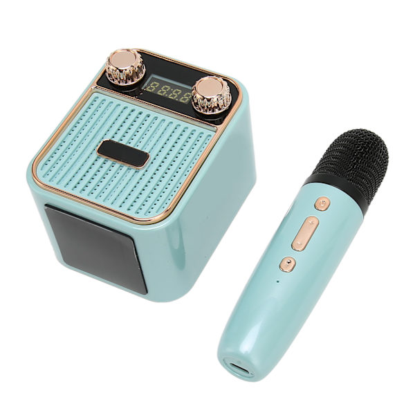 Mini Bluetooth Karaoke Maskin HiFi Stereo Ljud Bärbar Bluetooth Högtalare med Mikrofon för Barn Gåvor Blå