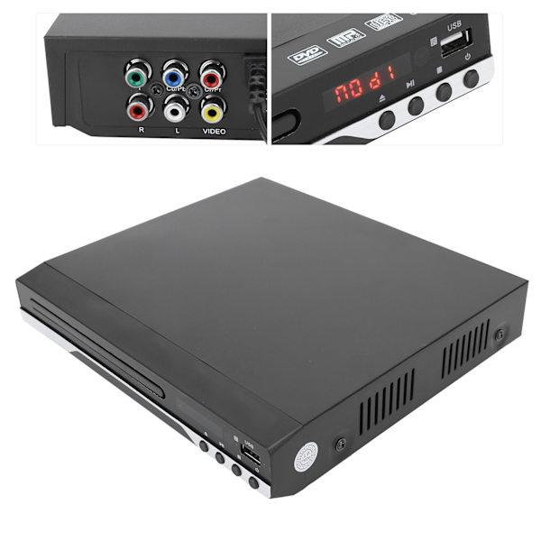 Bærbar DVD-afspiller Video Disc Play-enhed Hjemme-lyd- og videoudstyr Sort 100-240VUS
