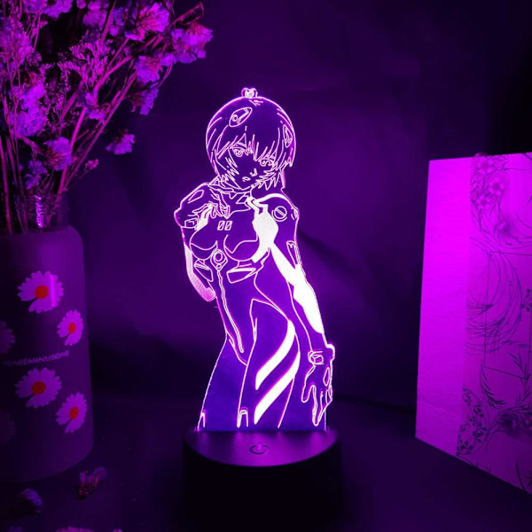 EVA Anime Figur Ayanami Rei Kunstlampe Hylse Hjemmedekorasjon Nattelys 3D LED Opp Dekorasjon Topp Bursdagsgave Otaku Lampe Led Nattelys fo