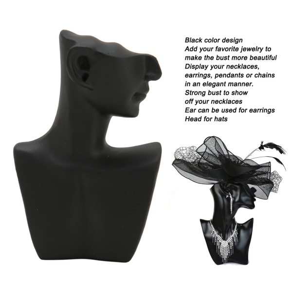 Smyckeshalsband Display Bust Stativ Resin Elegant Kedjor Bust Display Hållare Torn för Örhängen Hängen Black S