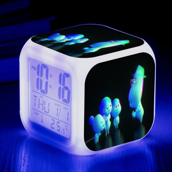 Wekity Anime Mind Adventure Färgglad väckarklocka LED fyrkantig klocka Digital väckarklocka med tid, temperatur, alarm, datum