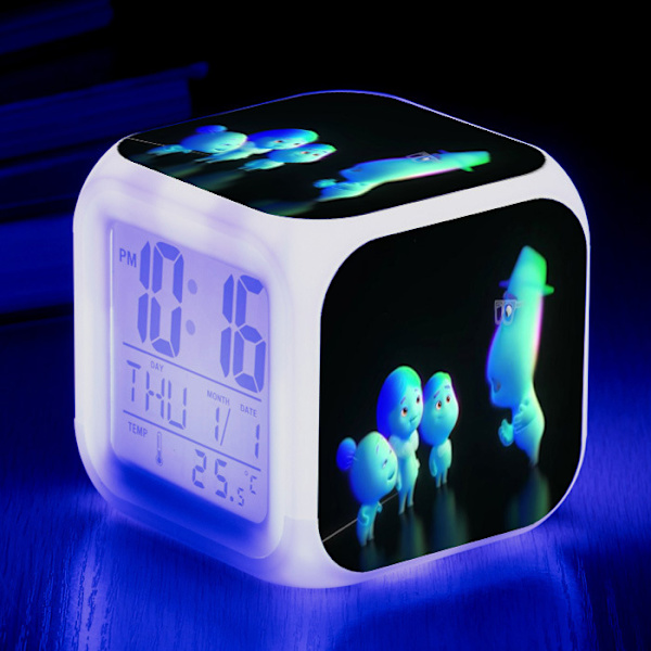 Wekity Anime Mind Adventure Färgglad väckarklocka LED Kvadratisk klocka Digital väckarklocka med tid, temperatur, alarm, datum