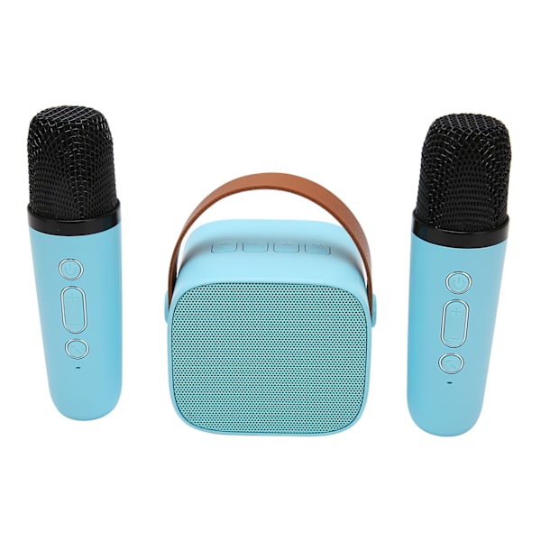 Karaoke-maskin Multifunktion Stereo Sound Bärbar Bluetooth-högtalare med 2 trådlösa mikrofoner för hemfest KTV Blå