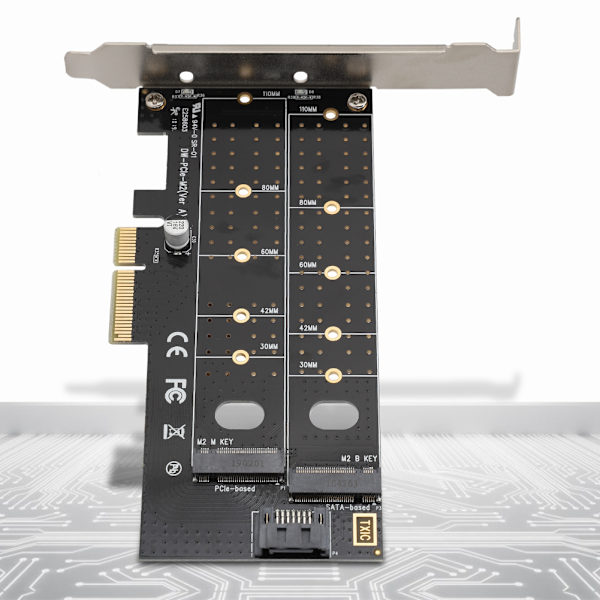 NGFF M.2 til PCI-E 4X 3.0 Adapterkort Riserkort Højhastighedsudvidelse B-Key   M-Key M.2 SSD-stik 6.0Gb/s