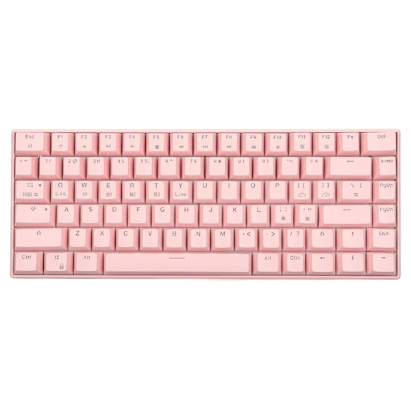 Mekanisk tastatur 82 tast 3 tilkoblingsmoduser RGB-bakgrunnsbelysning Ergonomisk rosa spilltastatur for kontor Lineær handlingbryter