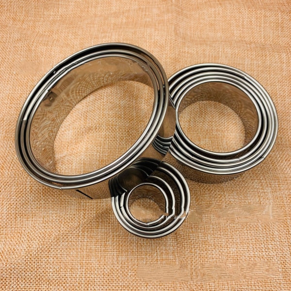 Donut Hul Cookie Biscuit Cutter Sæt til Bagning, Gradueret Donut Rund Cookie Cutters, Metal Cirkel Cookie Cutters til Stegning