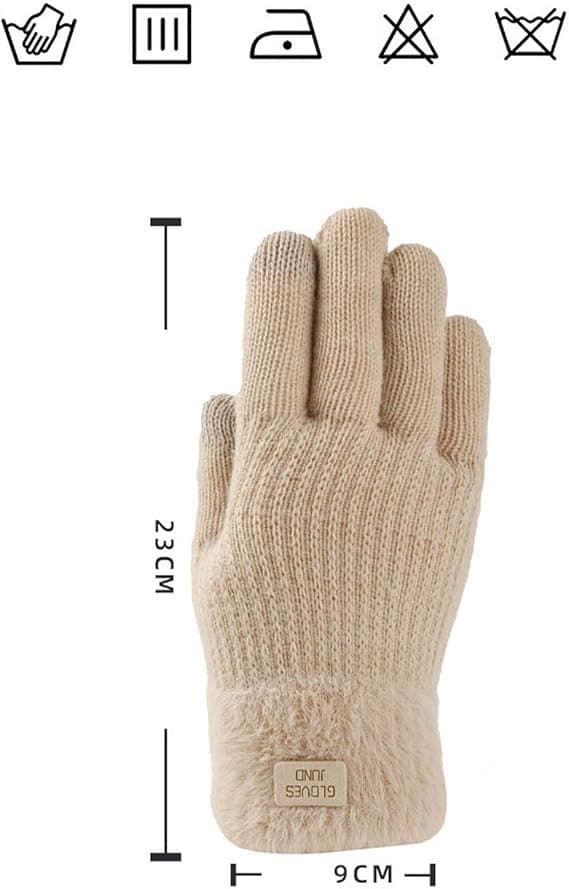 Vinterhandsker til kvinder Touchscreen Fuldfingrede Handsker Varmt Foret Strikket Handsker