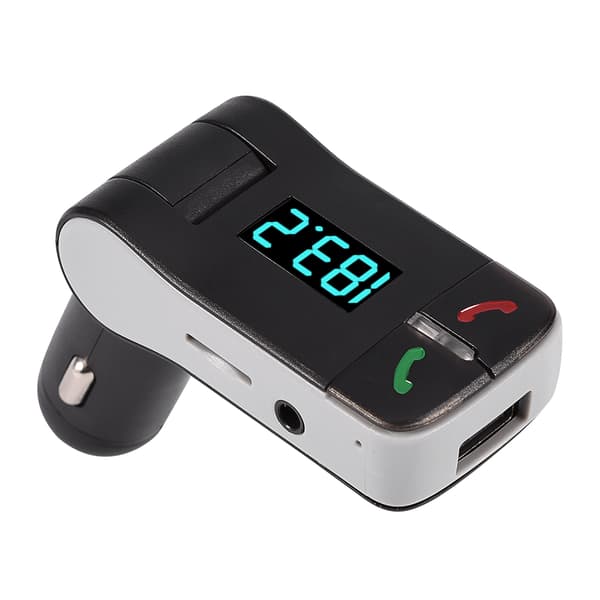 Bluetooth håndfri USB-biloplader FM-sender MP3-afspiller U-disk TF-kort sort