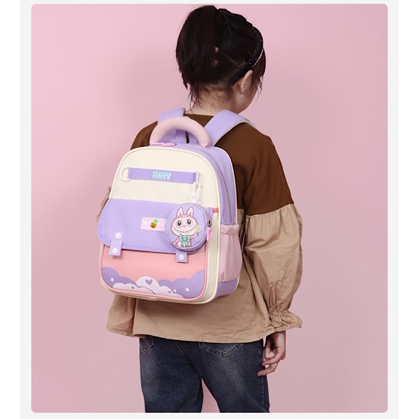 Skarvad Labubu Tryckt Färg Barnryggsäck Casual Utomhus Skolväska Trendig purple