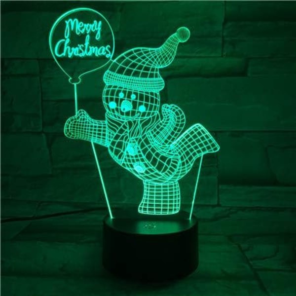 Uruzuo Merry Christmas -joulukuusi Joulupukki 3D Illuusio Yövalo Lelut Lumimies Lamppu, Työpöydän Jouluvalot Syntymäpäiväkoristeet Lahjat Juhlatila Sisustus