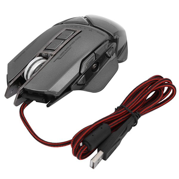 Gaming Mus Wired USB Optisk Mekanisk 7D Programmerbar 4 Farger Lys Datamus Sølv Grå