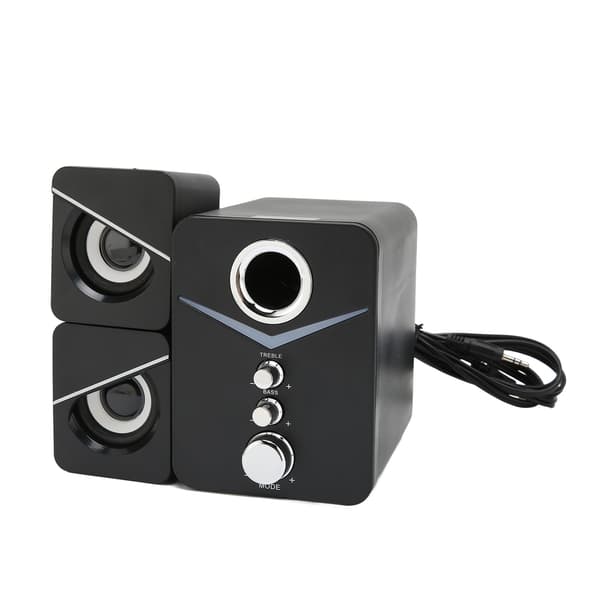 D‑221 Bluetooth-computerhøjttaler med dyb bas, 2.1-kanals mini-skrivebordshøjttaler til bryllupsfest, sort