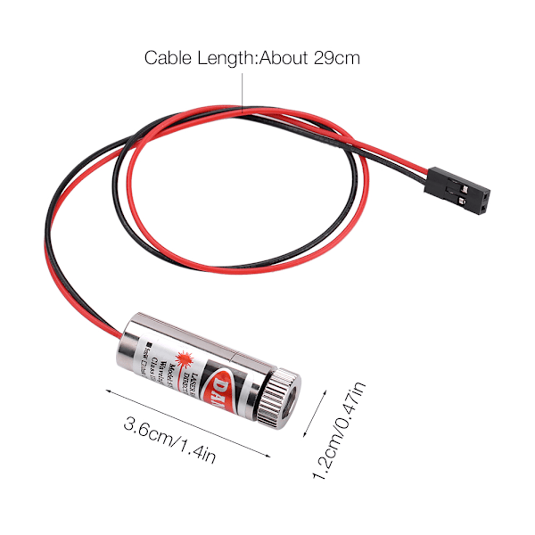 3D-tulostin 12mm 5mW punainen lasermoduuli MXD1230 Pisteen kohdistuskoko Säädettävä lasersäteilypää