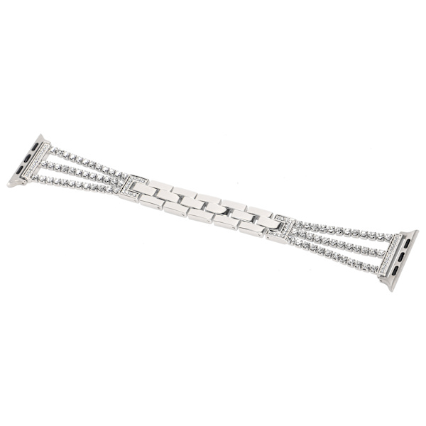 Rhinestone Messing Metal Armbånd Rem til IOS Ur Sølv 38/40mm