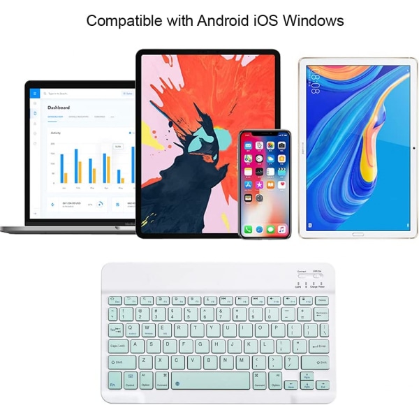 Ultratunn Bluetooth-tangentbord, bärbart, trådlöst, kompakt för Android, Windows, surfplatta, mobiltelefon, iOS, iPhone, iPad