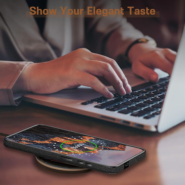 Samsung Galaxy S25 6.2 tum Skal, Premium Läder Klassisk Lyx PU Halkfritt Grepp Robust Stötfångare Stöttåligt Fullständigt Kroppsskydd Black