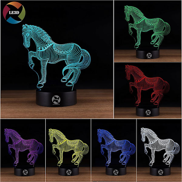 3D Optisk Illusion Natlampe - 7 LED Farveskiftende Lampe - Køligt Blødt Lys Sikker for Børn - Skaber Fantastiske Drømme