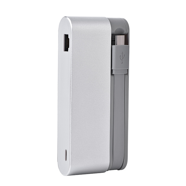 Type-C-liitäntä 3-porttinen USB-keskitin verkkokorttisovittimella ja Type-C-latausportilla