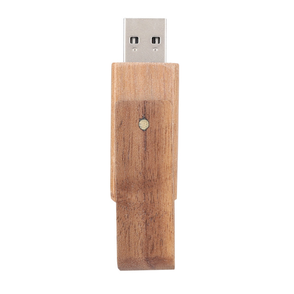 Pähkinäpuinen USB 2.0 -muistitikku kääntyvällä U-levyllä laatikossa (64 Gt)