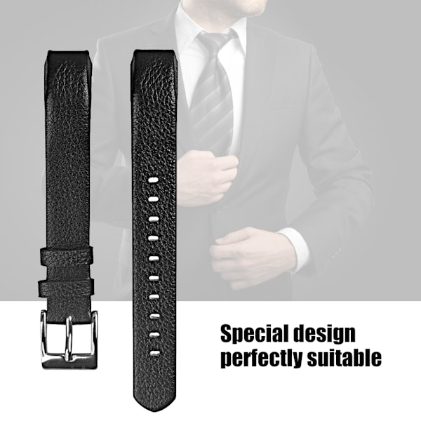 Lærrembånd Rem Smart Armbånd Rem Armbåndserstatning for Fitbit Alta (Svart)