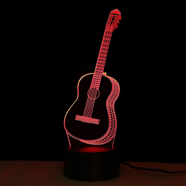 3D Illusionslampe, LED nattlys Gitarform Lampe Fargeskiftende Dekorativ Smart Berøringsbordlampe for soveromsdekorasjon Bursdagsgaver