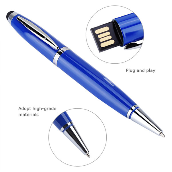 Tre i én multifunktion USB Flash Disk Touch Screen Pen Blå 128G