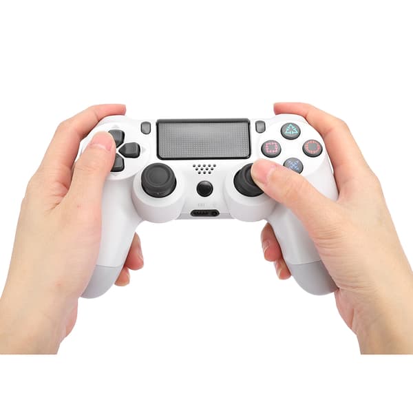 Plastik ABS V2 Program Intelligent Trådløs Bluetooth Gamepad Spil Controller med Hovedtelefon Hul til PS4 Hvid